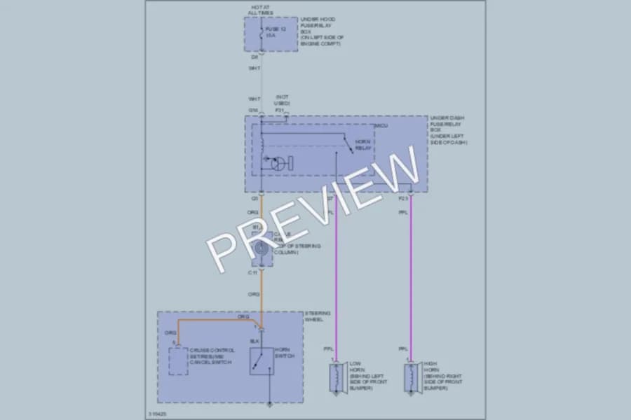 2009 Honda CRV Horn wiring diagram preview