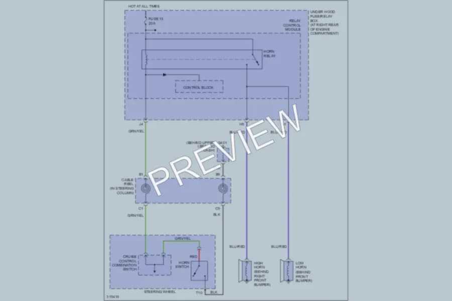 2009 Honda Ridgeline Horn wiring diagram preview