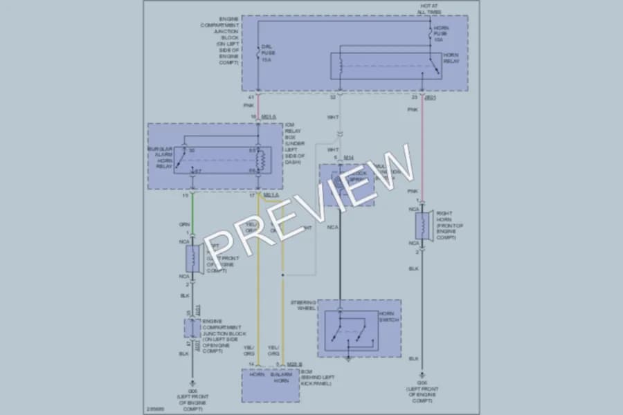 2009 Hyundai Azera Horn wiring diagram preview