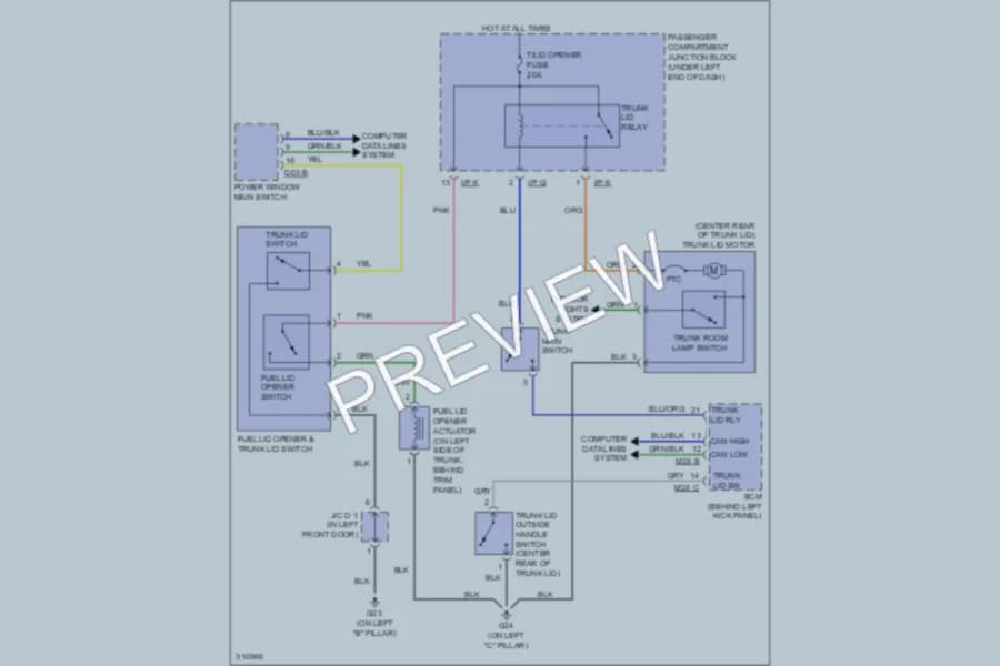 2009 Hyundai Azera Trunk Tailgate Fuel Door wiring diagram preview