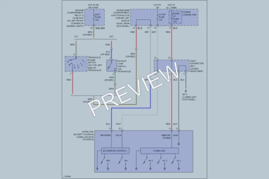 2009 Hyundai Elantra Power Mirrors wiring diagram preview