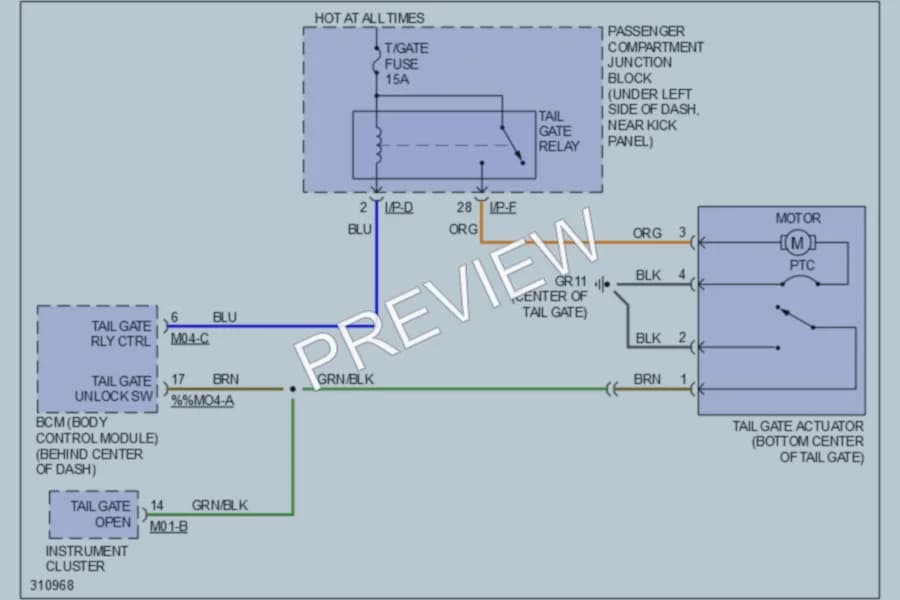 2009 Hyundai Elantra Trunk Tailgate Fuel Door wiring diagram preview