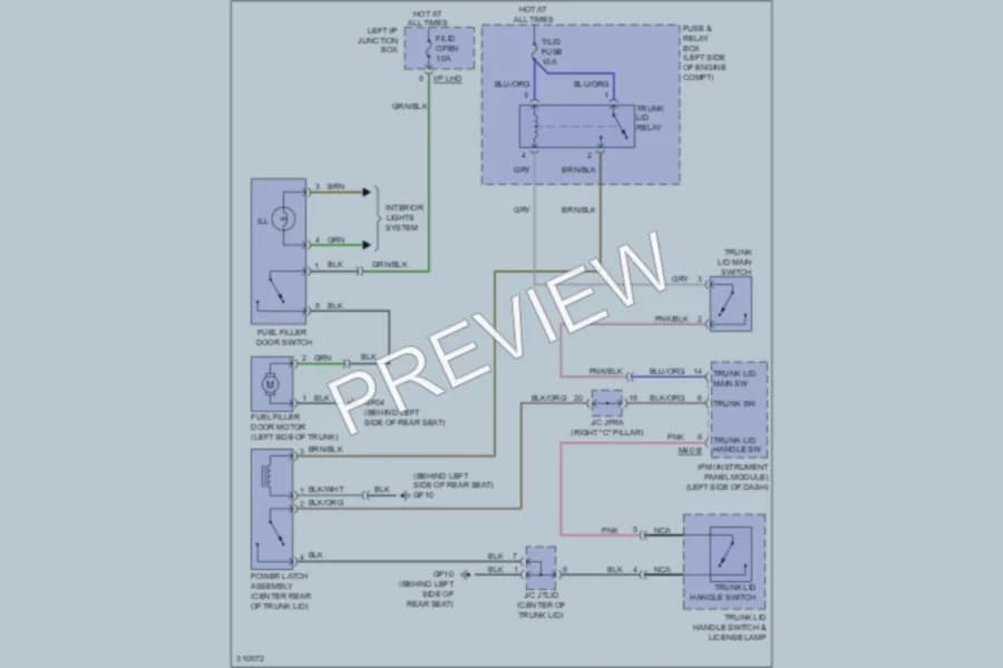 2009 Hyundai Genesis Trunk Tailgate Fuel Door wiring diagram preview