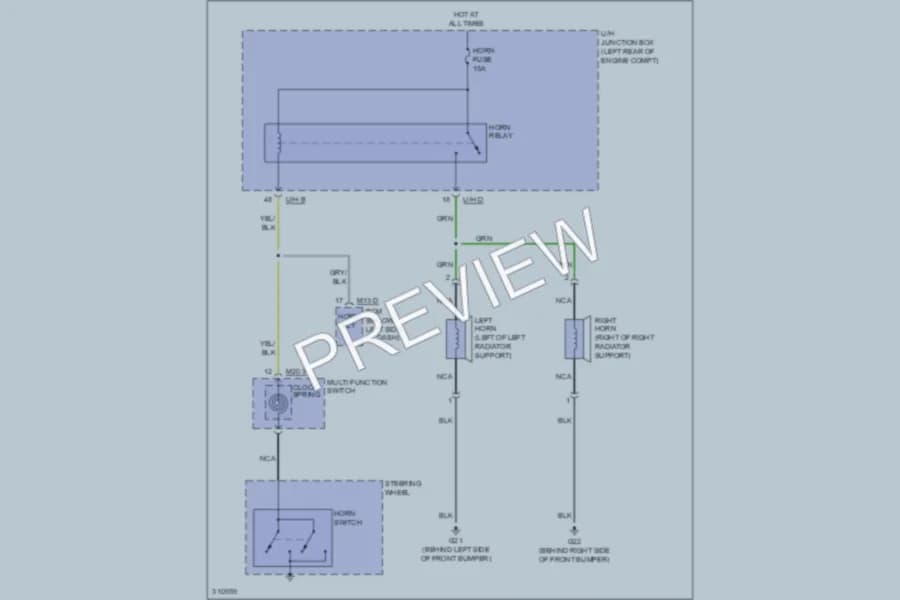 2009 Hyundai SantaFe Horn wiring diagram preview