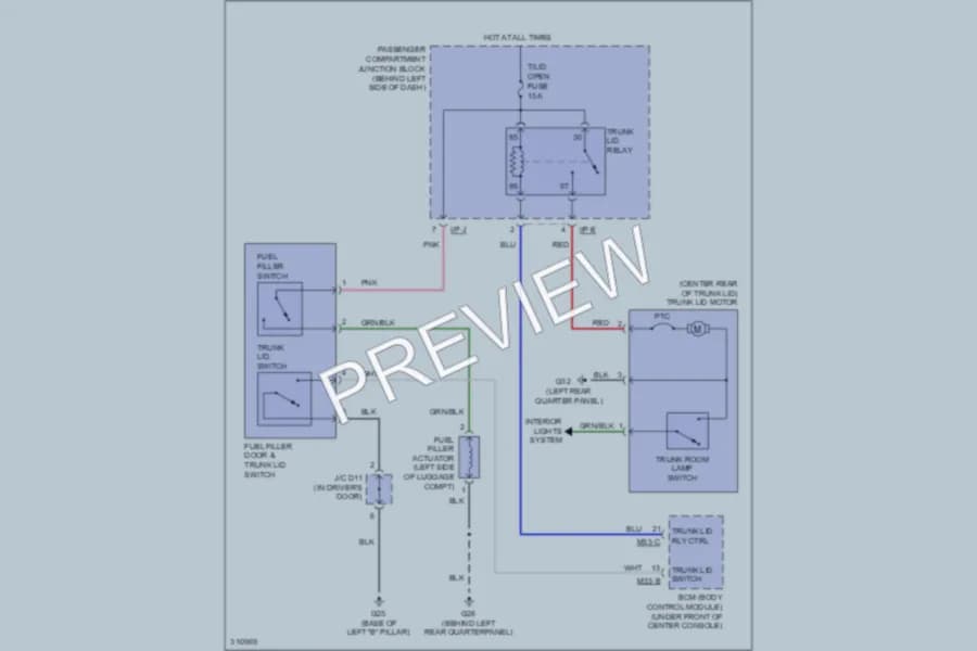 2009 Hyundai Sonata Trunk Tailgate Fuel Door wiring diagram preview