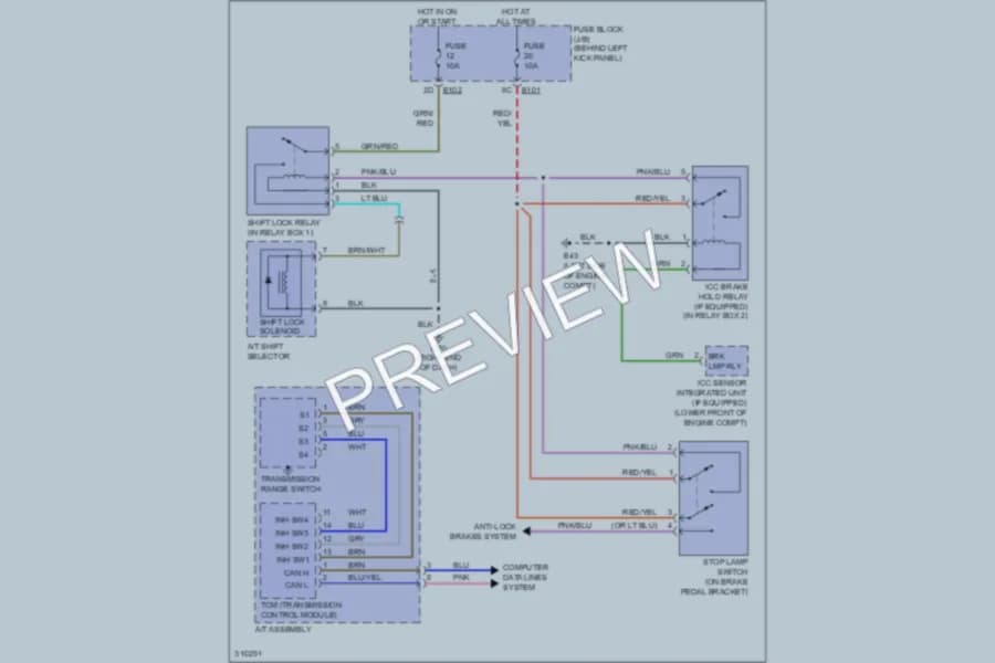 2009 Infiniti M45 Shift Interlock wiring diagram preview