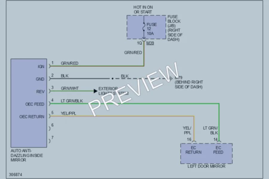 2009 Infiniti QX56 Power Mirrors wiring diagram preview
