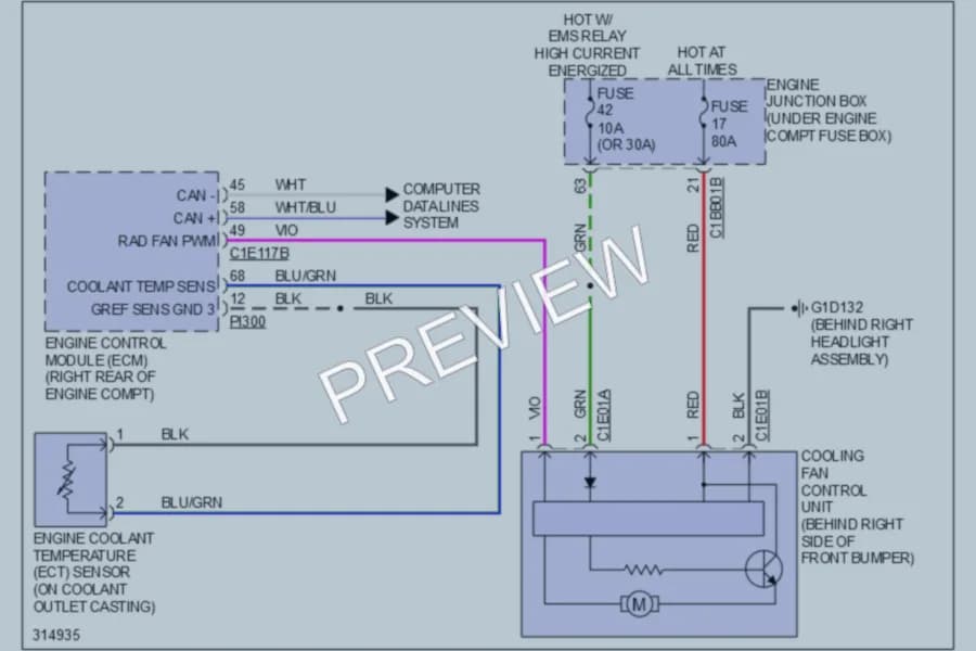 2009 Jaguar XF Cooling Fan wiring diagram preview