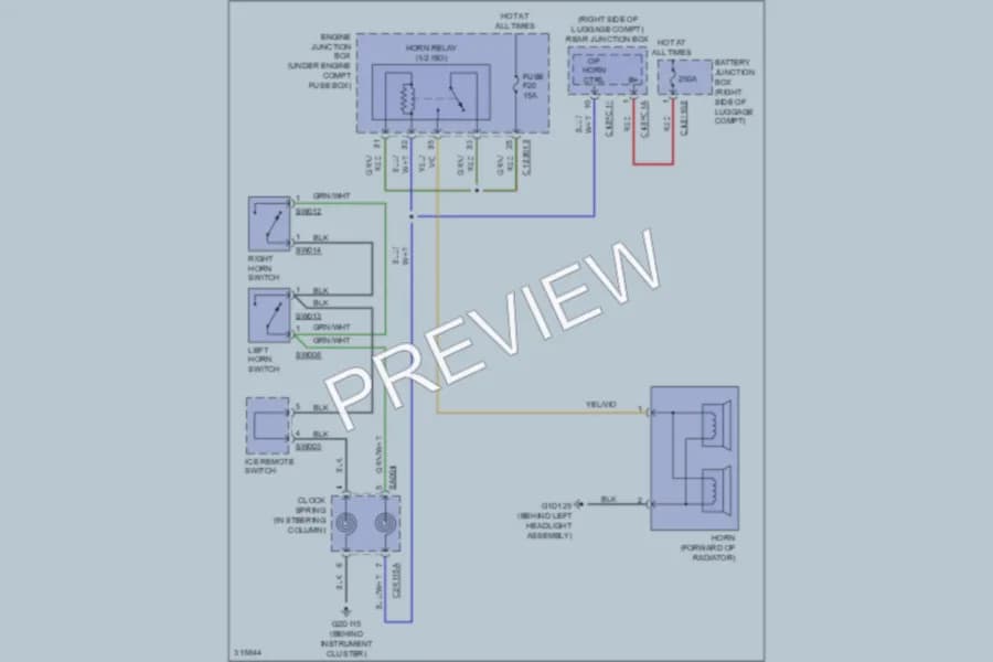 2009 Jaguar XF Horn wiring diagram preview