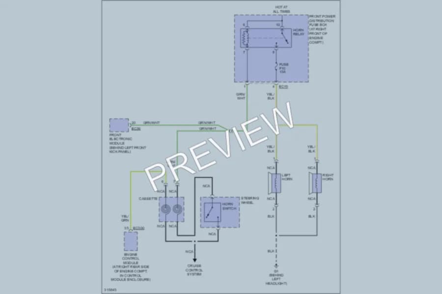 2009 Jaguar XJ8L Horn wiring diagram preview