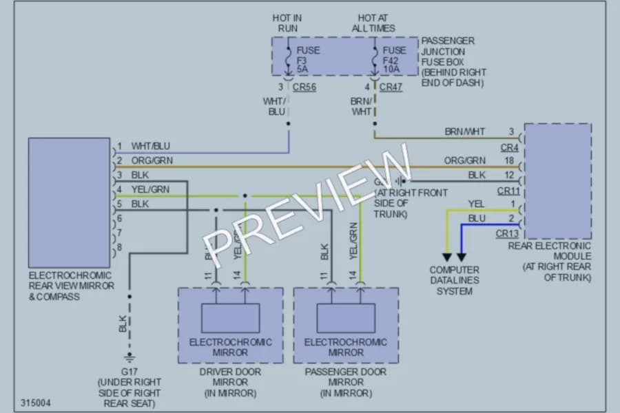 2009 Jaguar XJ8L Power Mirrors wiring diagram preview