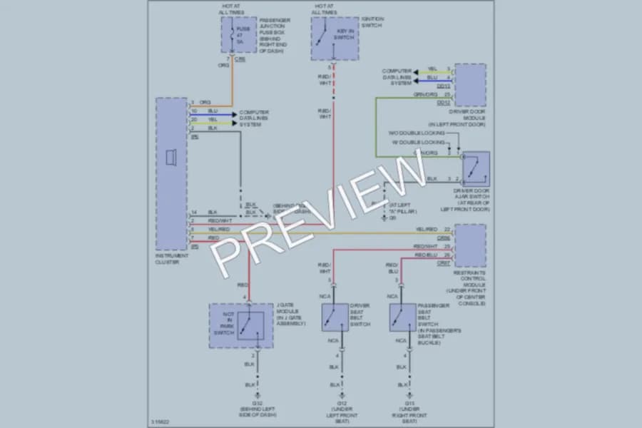 2009 Jaguar XJSuper Warning Systems wiring diagram preview