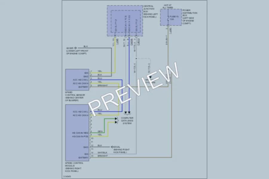 2009 Jaguar XKR Cruise Control wiring diagram preview