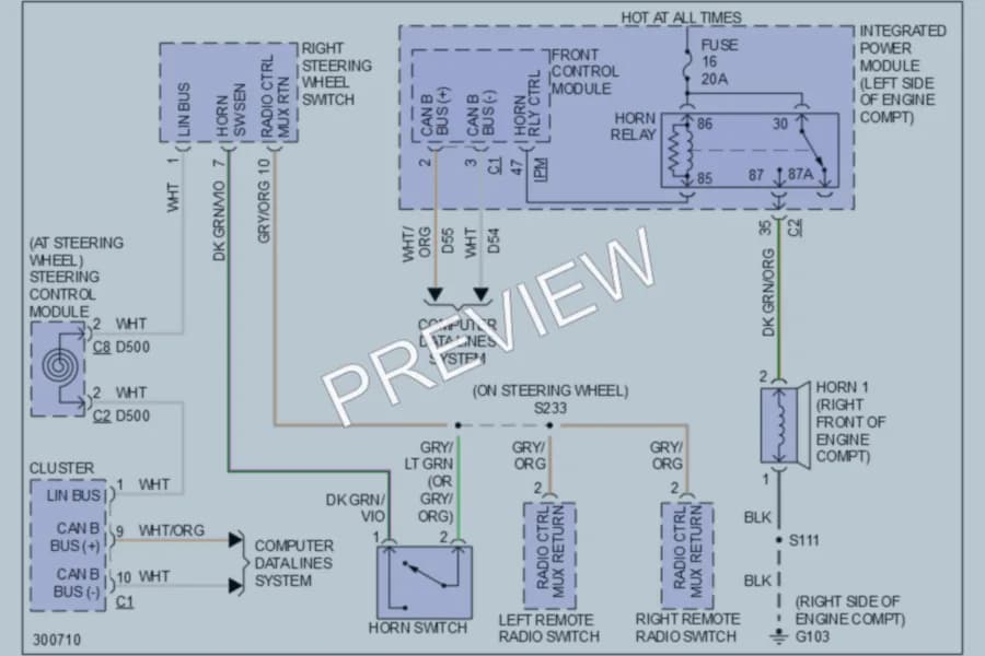 2009 Jeep GrandCherokee Horn wiring diagram preview