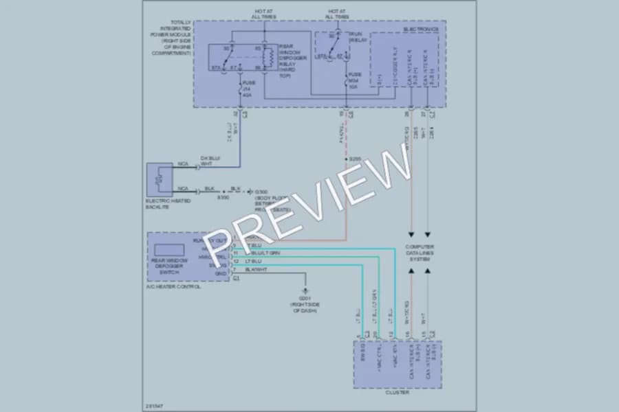 2009 Jeep Wrangler Defoggers wiring diagram preview
