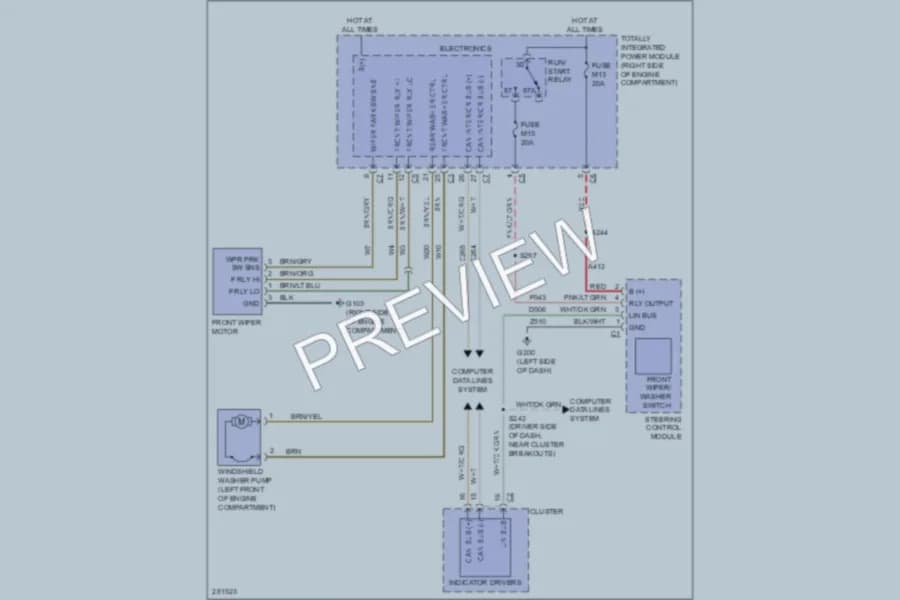 2009 Jeep Wrangler Wiper Washer wiring diagram preview