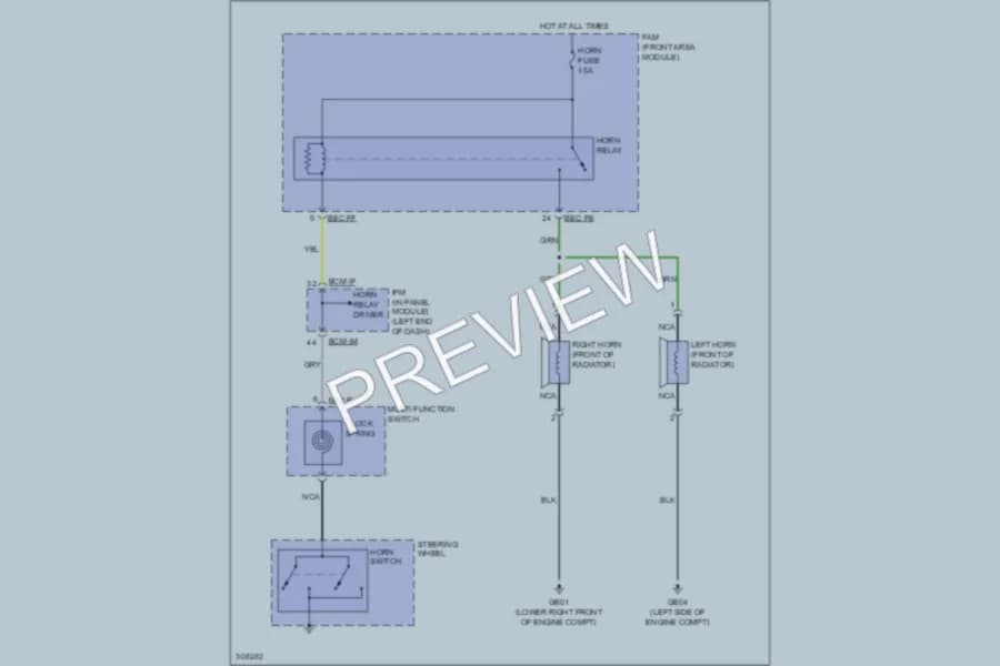 2009 Kia Borrego Horn wiring diagram preview