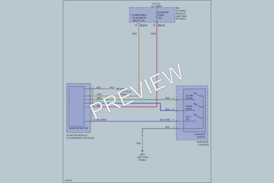 2009 Kia Borrego Power Top Sunroof wiring diagram preview