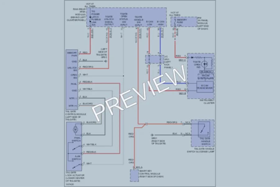 2009 Kia Borrego Trunk Tailgate Fuel Door wiring diagram preview