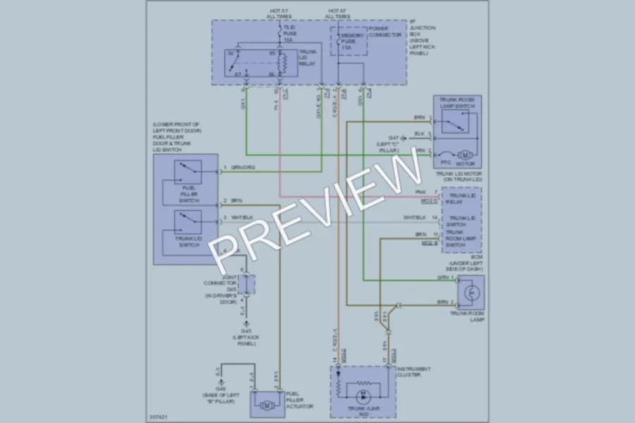 2009 Kia Optima Trunk Tailgate Fuel Door wiring diagram preview