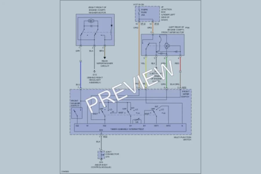 2009 Kia Rio Wiper Washer wiring diagram preview