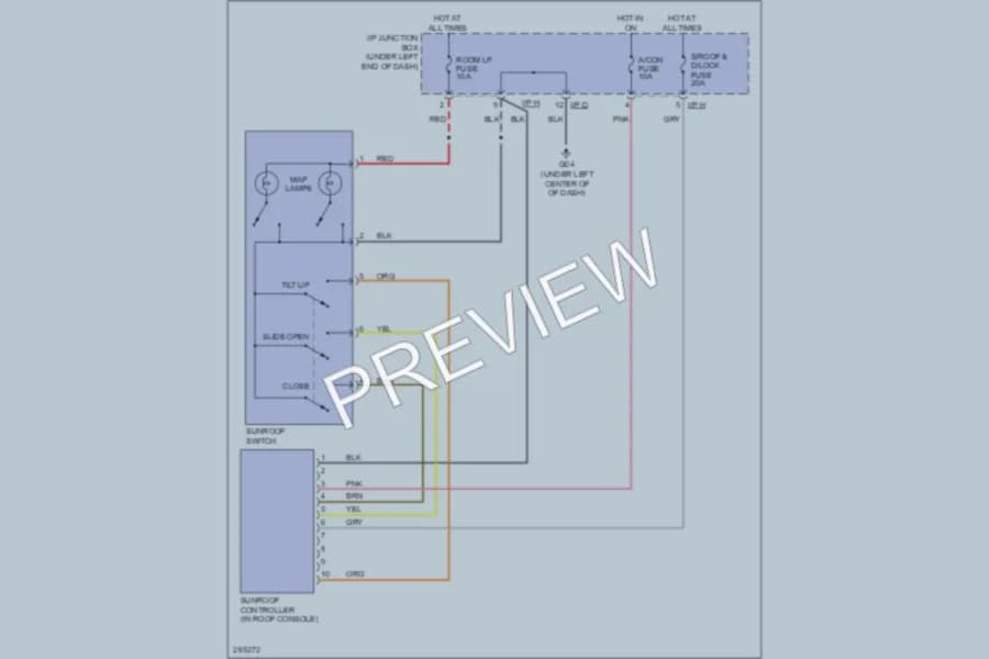 2009 Kia Sportage Power Top Sunroof wiring diagram preview