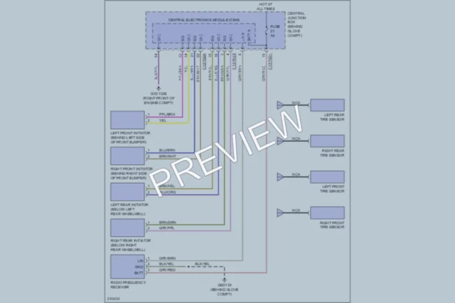 2009 LandRover LR2 Warning Systems wiring diagram preview