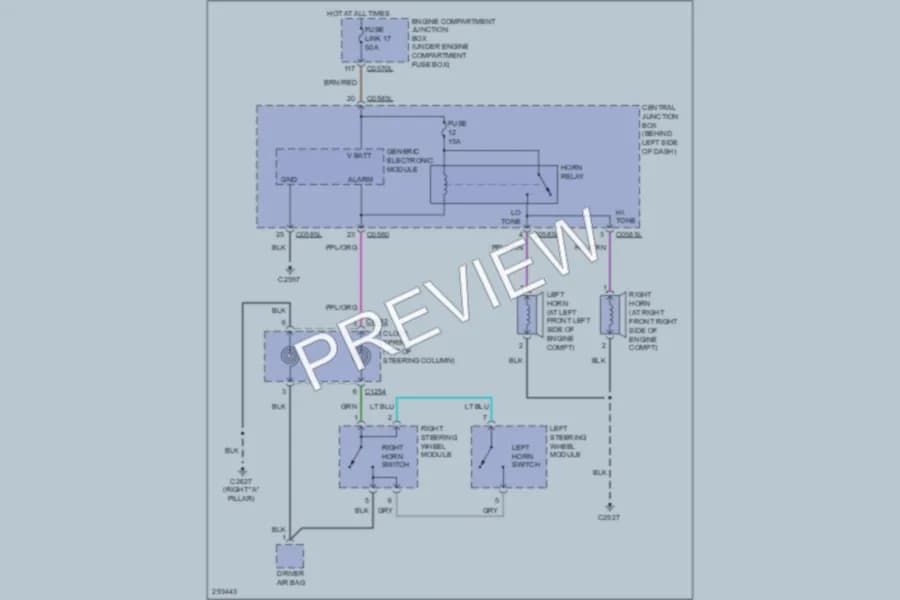 2009 LandRover LR3 Horn wiring diagram preview