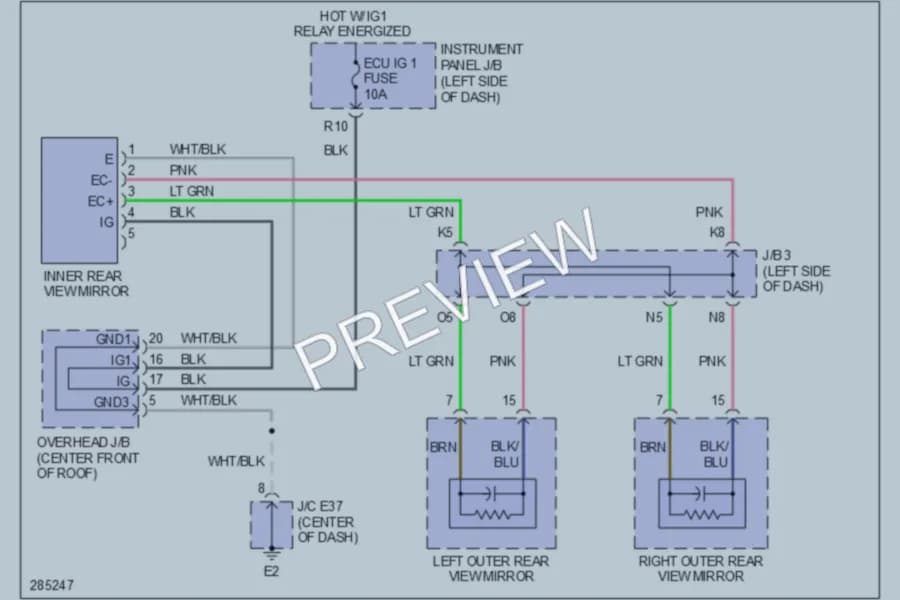 2009 Lexus ES350 Power Mirrors wiring diagram preview