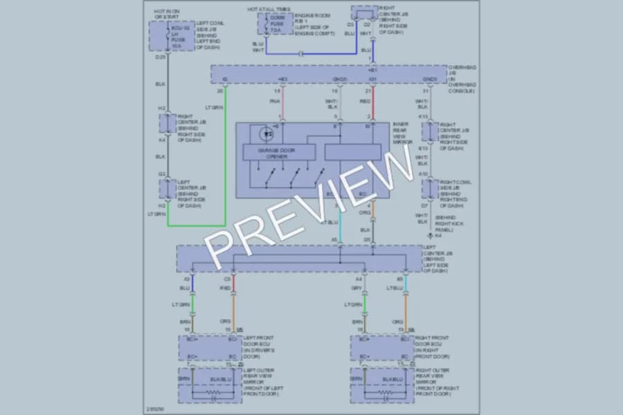 2009 Lexus GS450h Power Mirrors wiring diagram preview