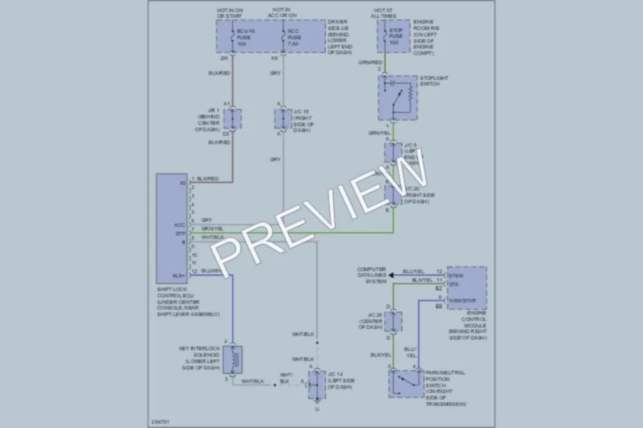 2009 Lexus GX470 Shift Interlock wiring diagram preview