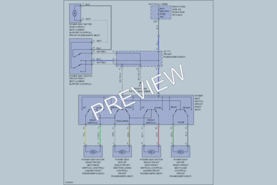 2009 Lexus IS350 Power Seats wiring diagram preview