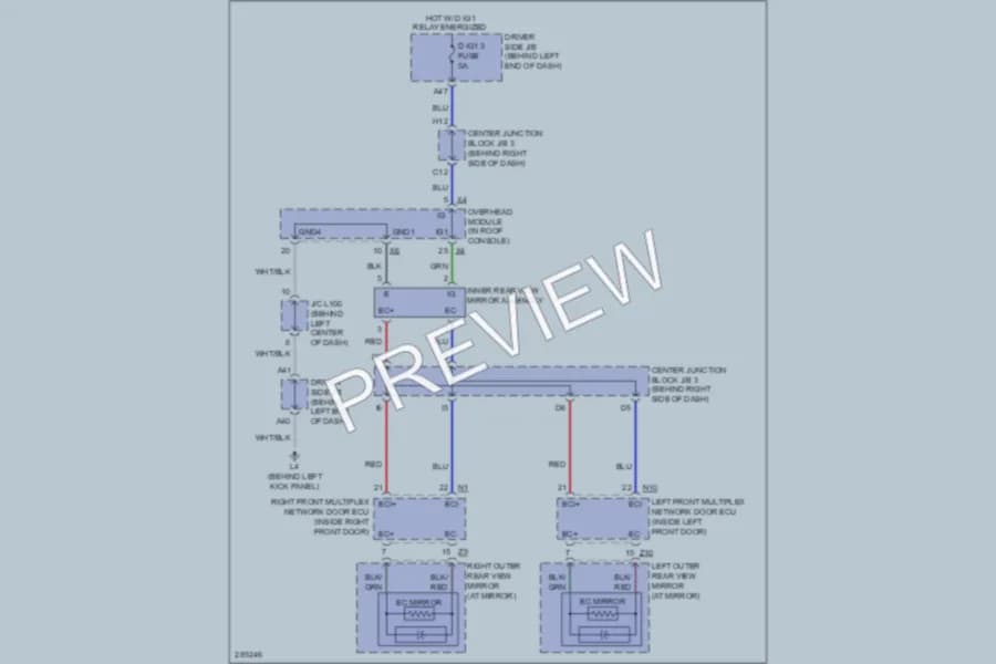 2009 Lexus LS600h Power Mirrors wiring diagram preview