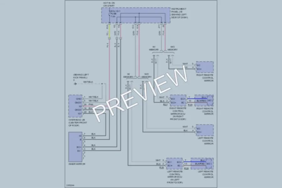 2009 Lexus RX350 Power Mirrors wiring diagram preview