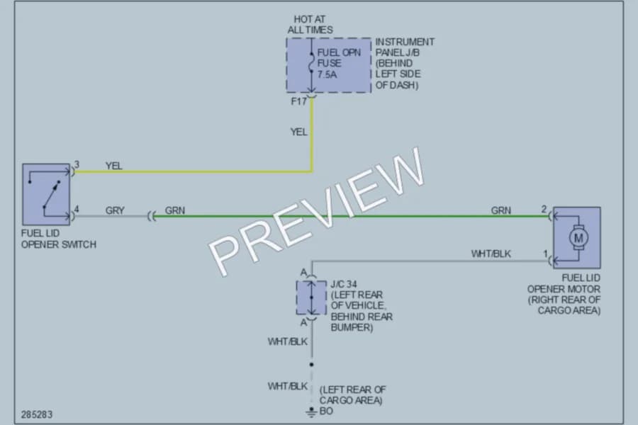 2009 Lexus RX350 Trunk Tailgate Fuel Door wiring diagram preview