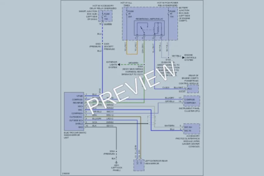 2009 Lincoln MKS Power Mirrors wiring diagram preview