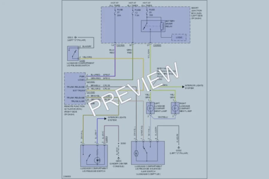 2009 Lincoln MKS Trunk Tailgate Fuel Door wiring diagram preview