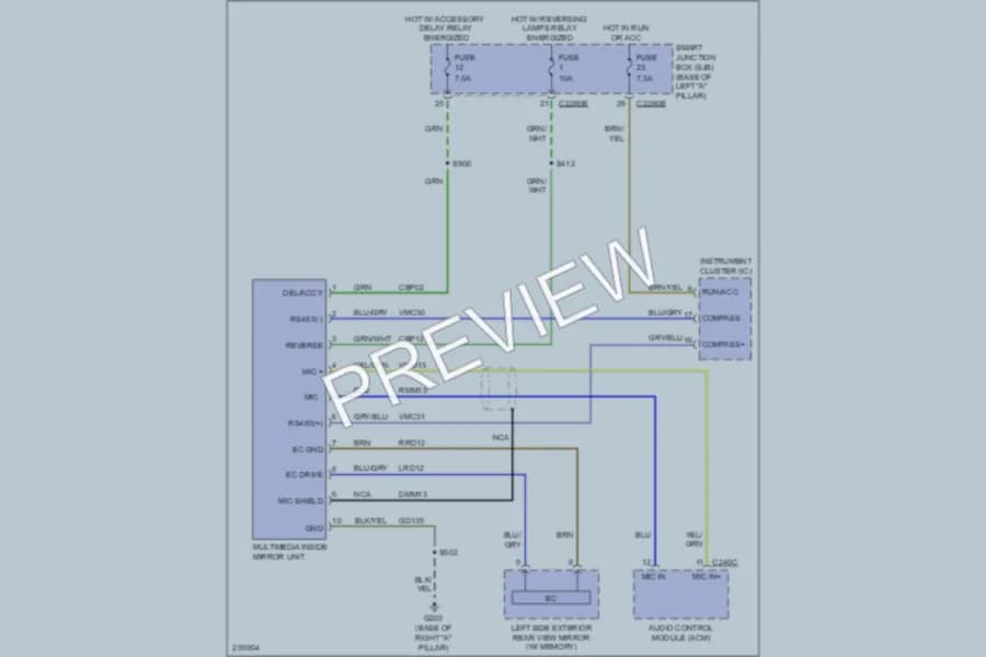 2009 Lincoln MKZ Power Mirrors wiring diagram preview