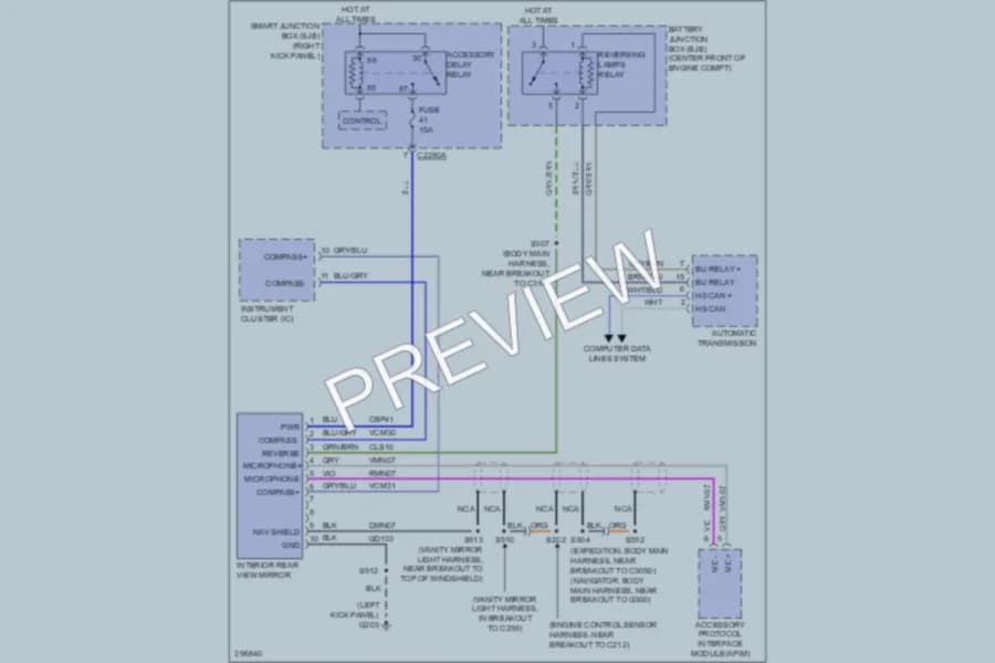 2009 Lincoln Navigator Power Mirrors wiring diagram preview