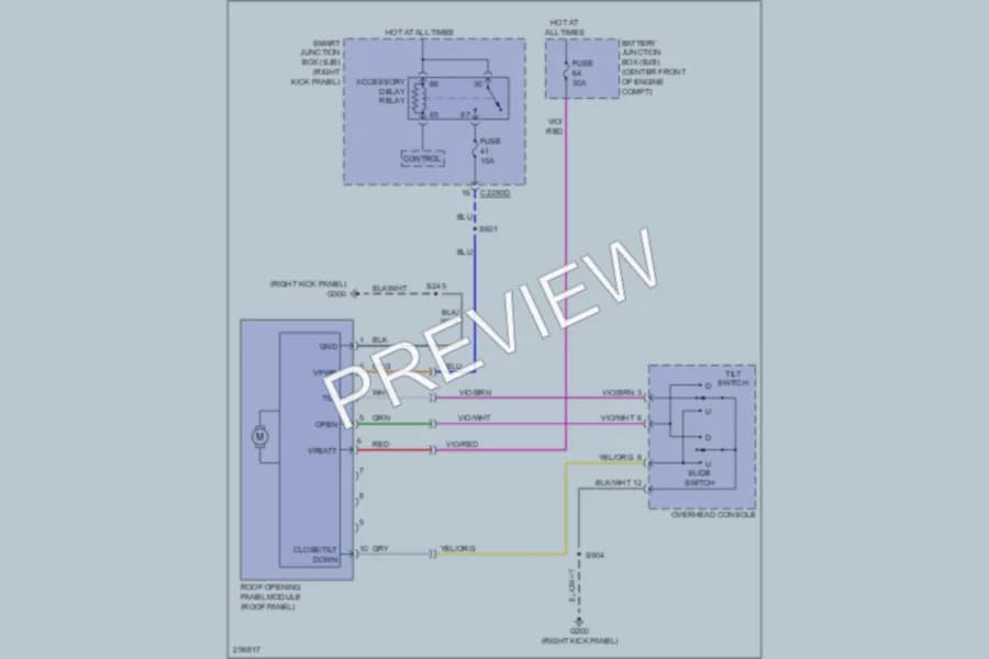 2009 Lincoln NavigatorL Power Top Sunroof wiring diagram preview