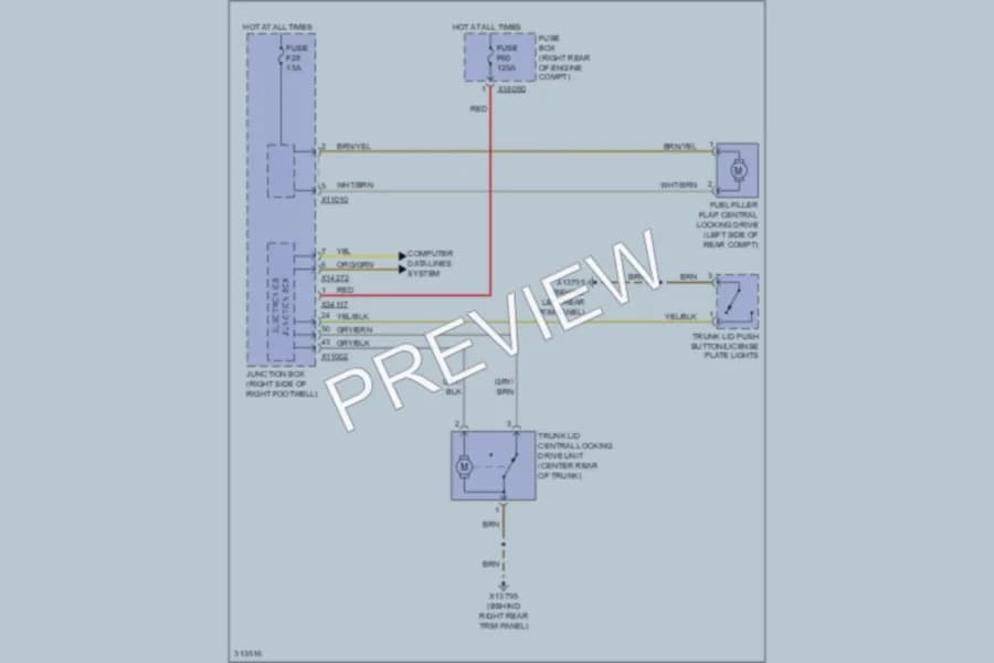 2009 MINI Cooper Trunk Tailgate Fuel Door wiring diagram preview