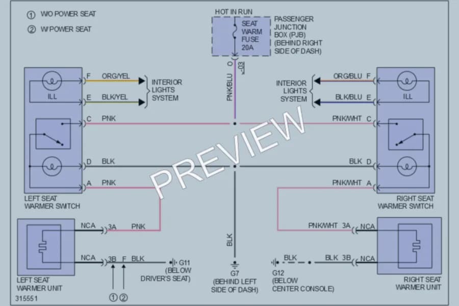 2009 Mazda 3 Power Seats wiring diagram preview