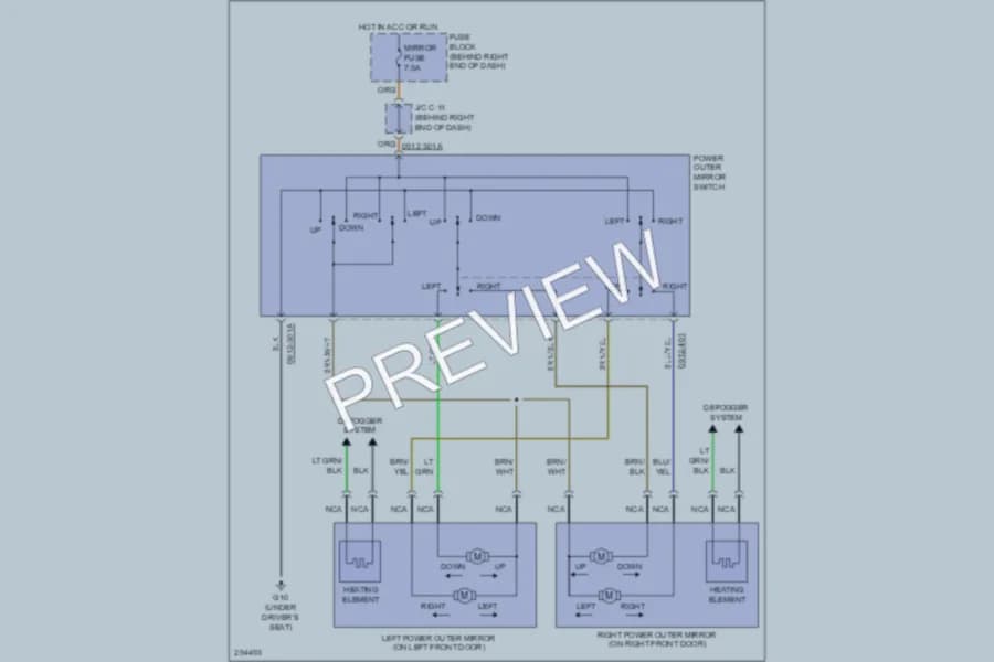 2009 Mazda 5 Power Mirrors wiring diagram preview