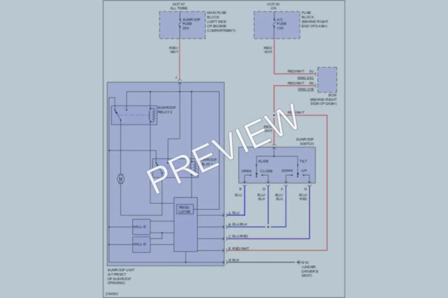 2009 Mazda 5 Power Top Sunroof wiring diagram preview