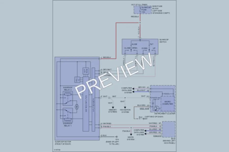 2009 Mazda 6 Power Top Sunroof wiring diagram preview