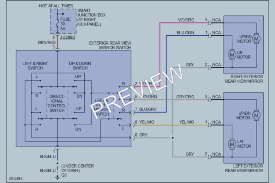2009 Mazda B2300 Power Mirrors wiring diagram preview