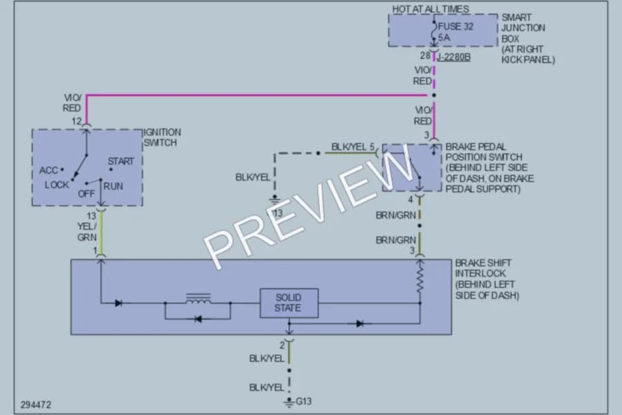 2009 Mazda B4000 Shift Interlock wiring diagram preview
