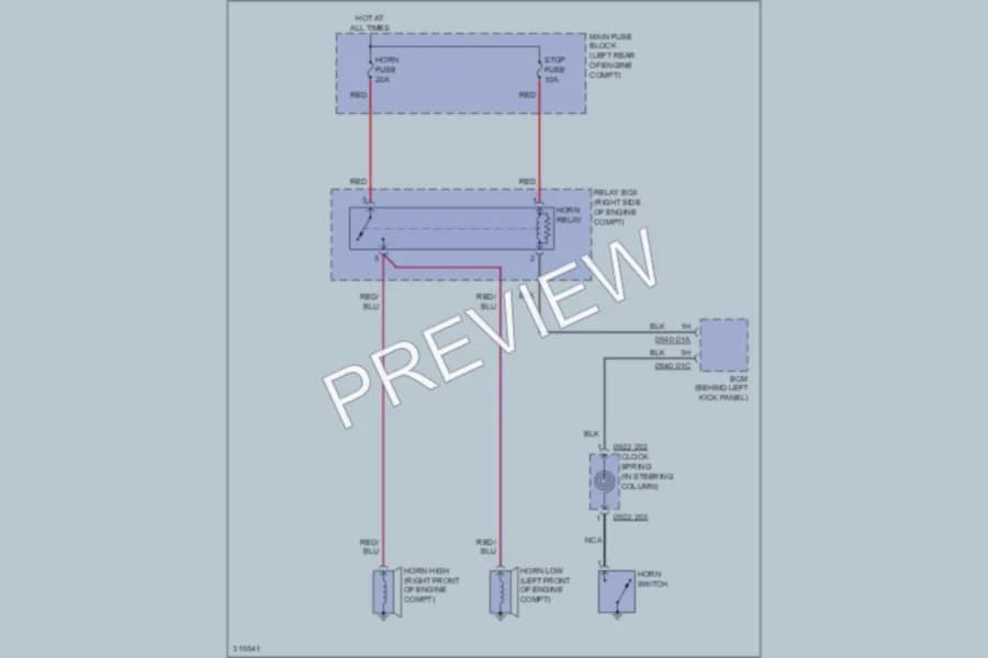 2009 Mazda CX7 Horn wiring diagram preview