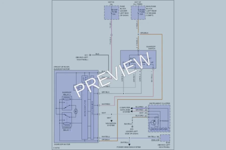 2009 Mazda CX7 Power Top Sunroof wiring diagram preview