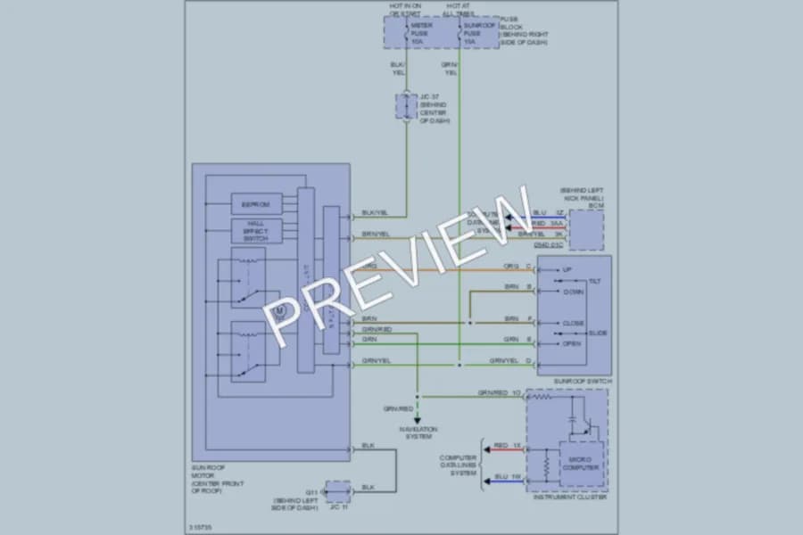 2009 Mazda CX9 Power Top Sunroof wiring diagram preview